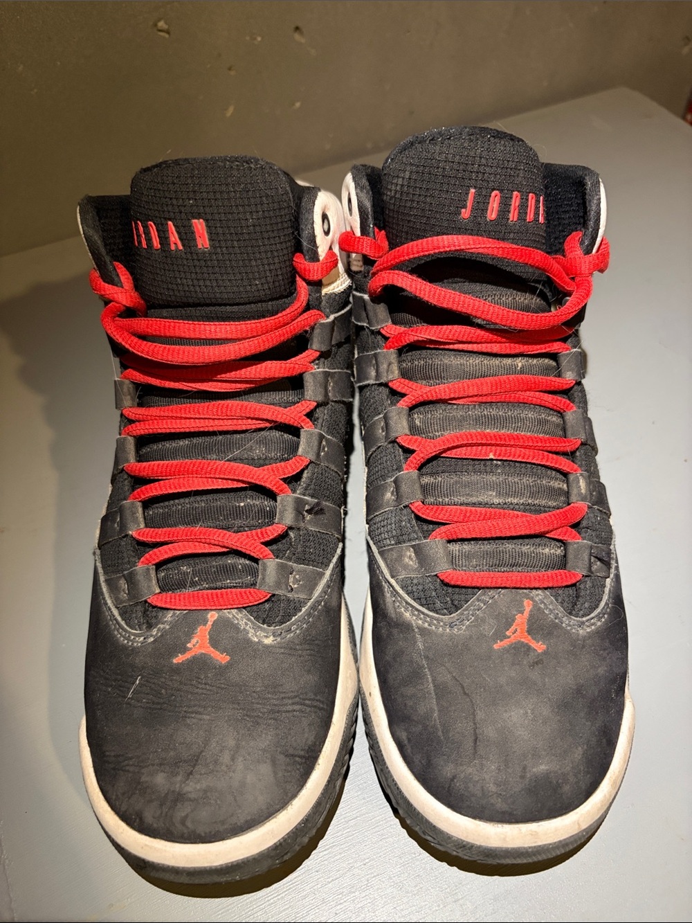 Jordan Men’s Black and Red High-Top Sneakers